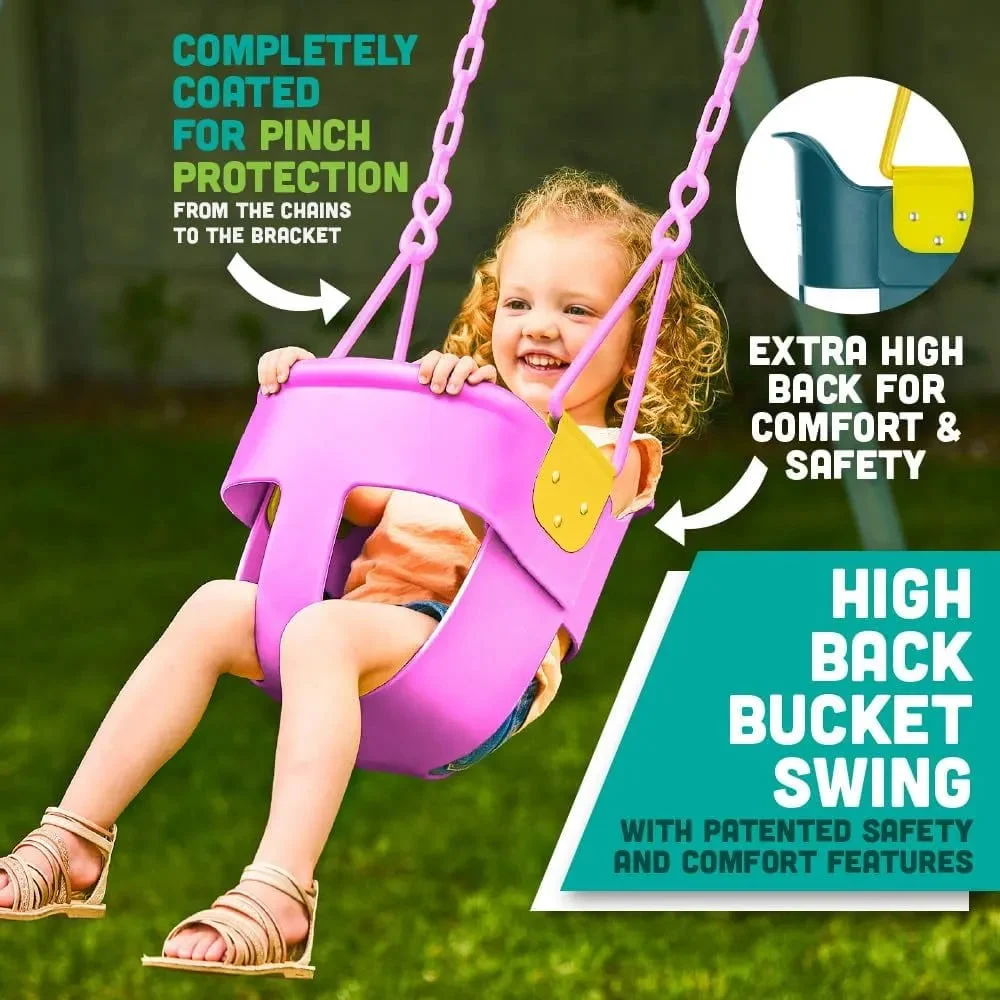Squirrel Products High Back Full Bucket Toddler Swing Seat 3.0 - Pink