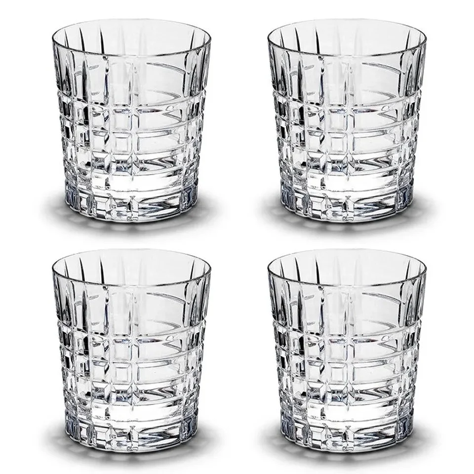 Mikasa Diamond Cut Crystal Double Old Fashioned Glasses Set of 4 - White