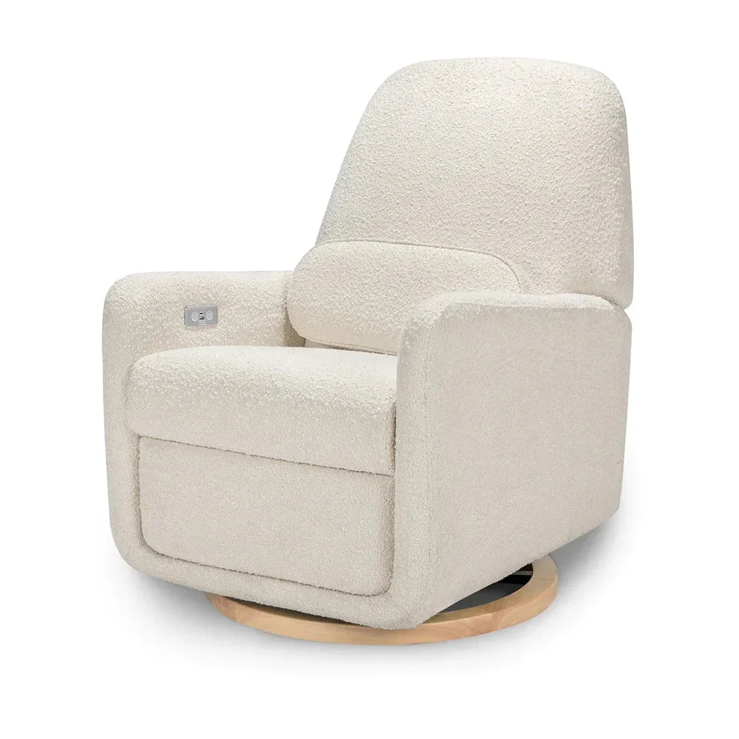 Ubabub Arc Glider Recliner with USB - Ivory Boucle and Light Wood Base