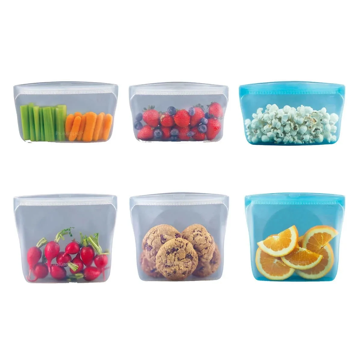 ProKeeper+ Reusable Silicone Bag Set - White - 6 Pieces
