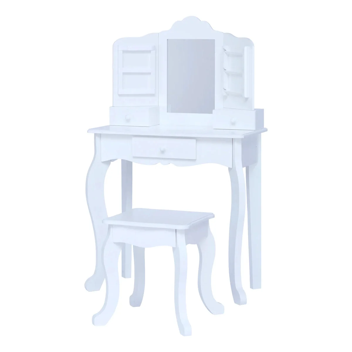 TEAMSON KIDS Fantasy Fields Little Princess Anna Vanity Set with Mirror, Drawers, Jewelry Storage, and Stool - White