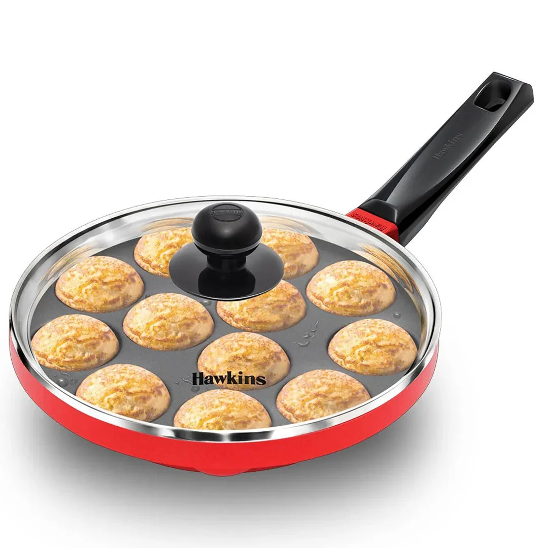Hawkins Nonstick Aluminum Fry Pan with Glass Lid - Red