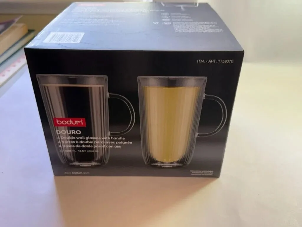 Bodum Douro Double Wall Glass Tall Mug, 13.5 Oz