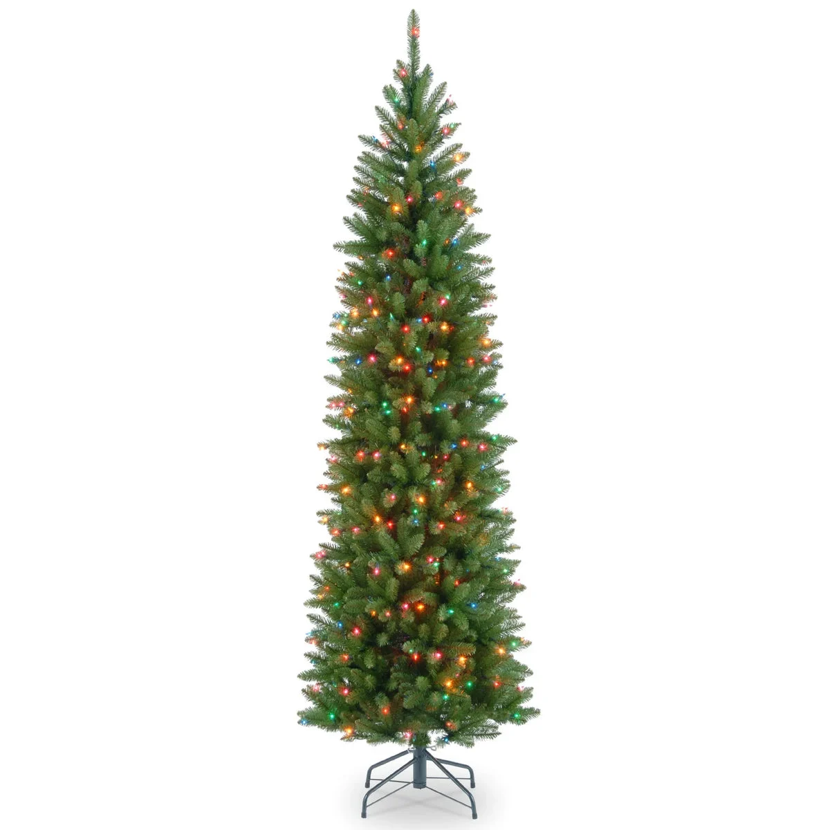 National Tree Company 6.5' Prelit Slim Artificial Christmas Tree - Multicolored Lights