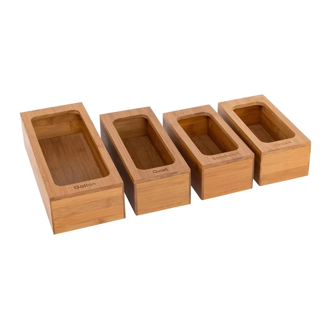 Seville 4-Piece Bamboo Food Storage Bag Holder Set - Natural