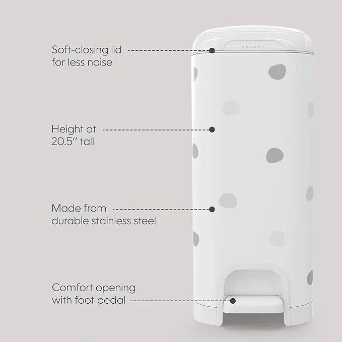 Diaper Genie Select Pail Polka Dot with Starter Refill 13 Ft 1 Count