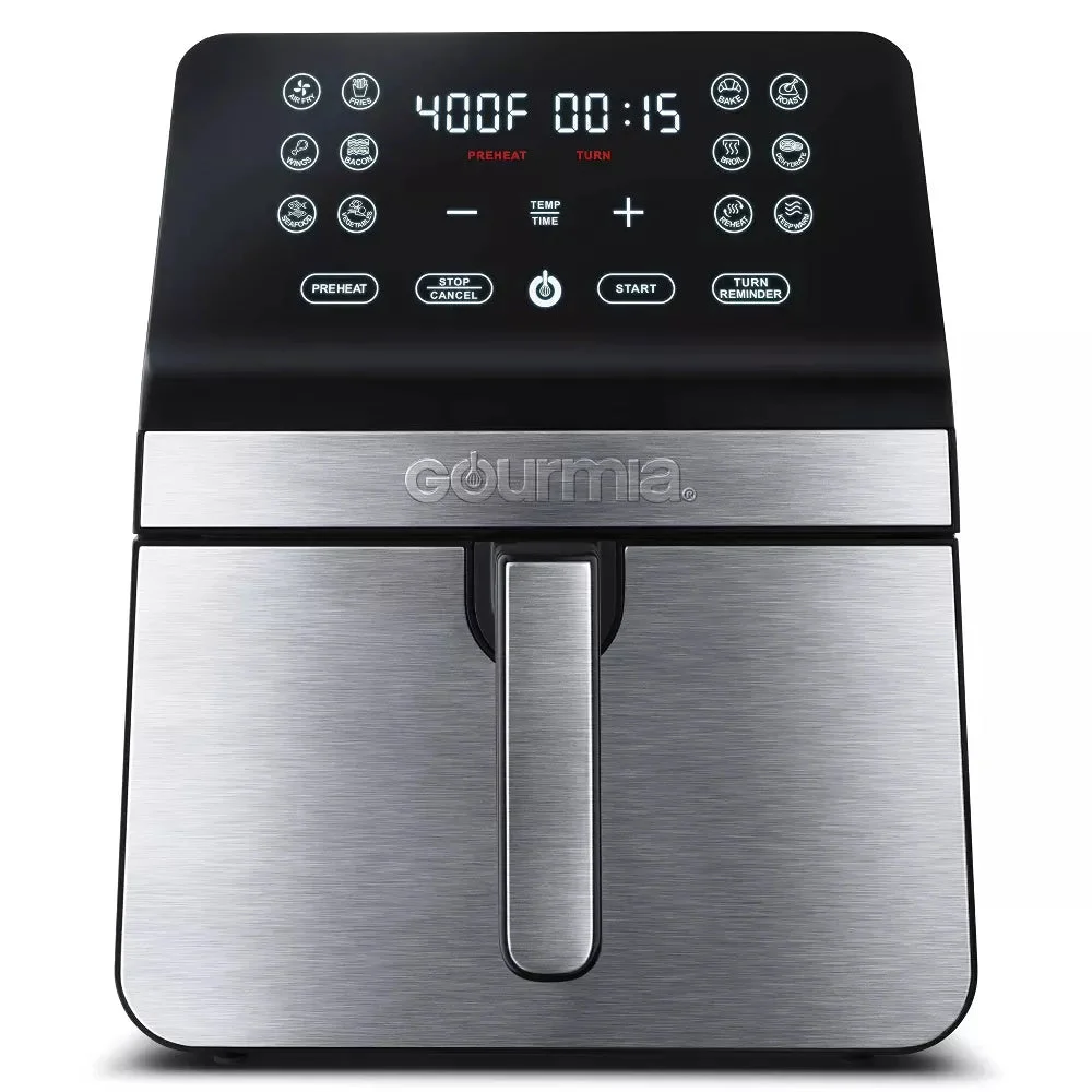 Metaphor 8qt Digital Air Fryer with 12 One-Touch Functions & Guided Cooking Stainless - Steel Black