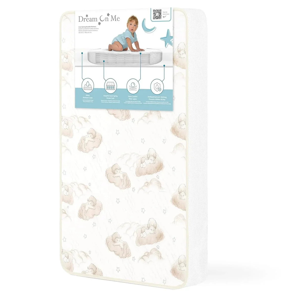 Dream On Me Breathable Two-Sided Portable Crib Foam Mattress