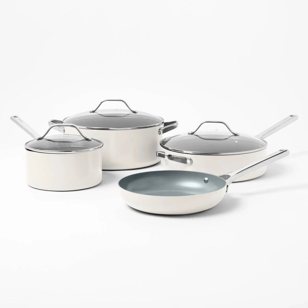 Figmint 7pc Nonstick Ceramic Coated Aluminum Cookware Set Cream - ™