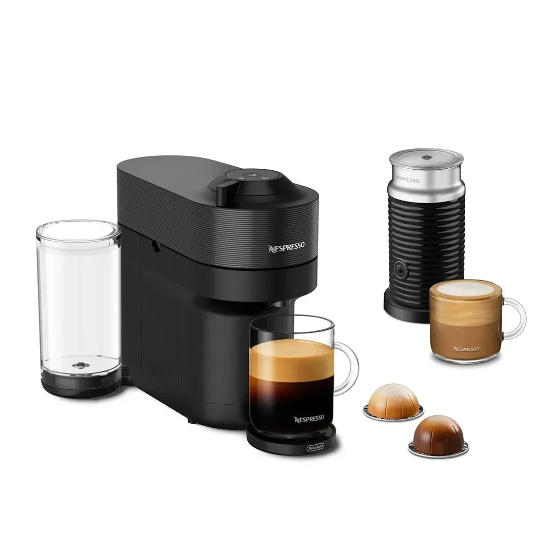 Nespresso Vertuo Pop+ Coffee and Espresso Machine by DeLonghi with Aeroccino Milk Frother - Liquorice Black
