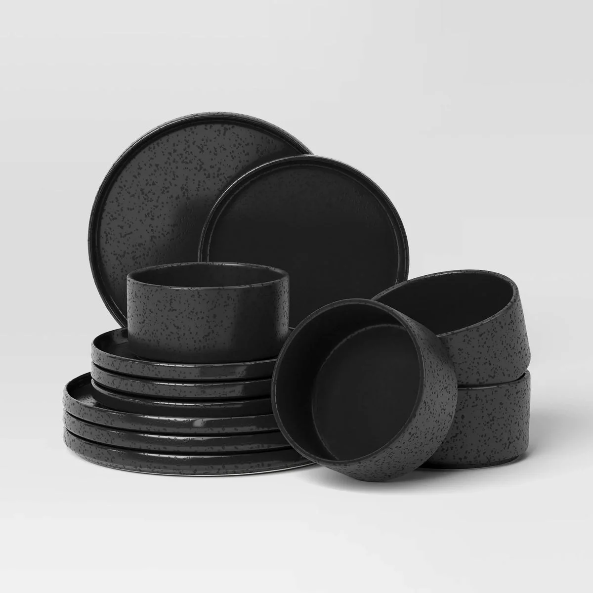 Threshold 12pc Stoneware Stella Dinnerware Set Black - Threshold™