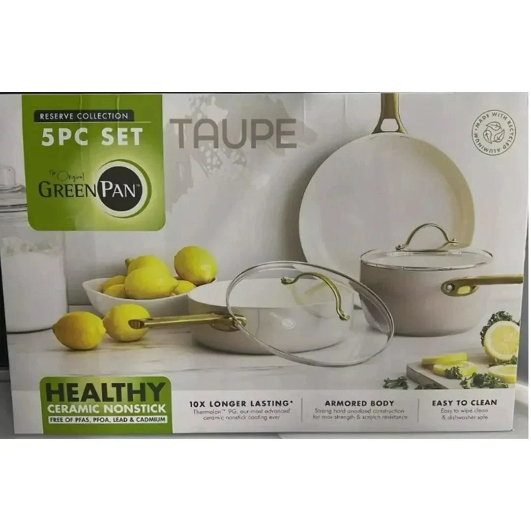 GreenPan Ceramic Nonstick 5pc set -Taupe