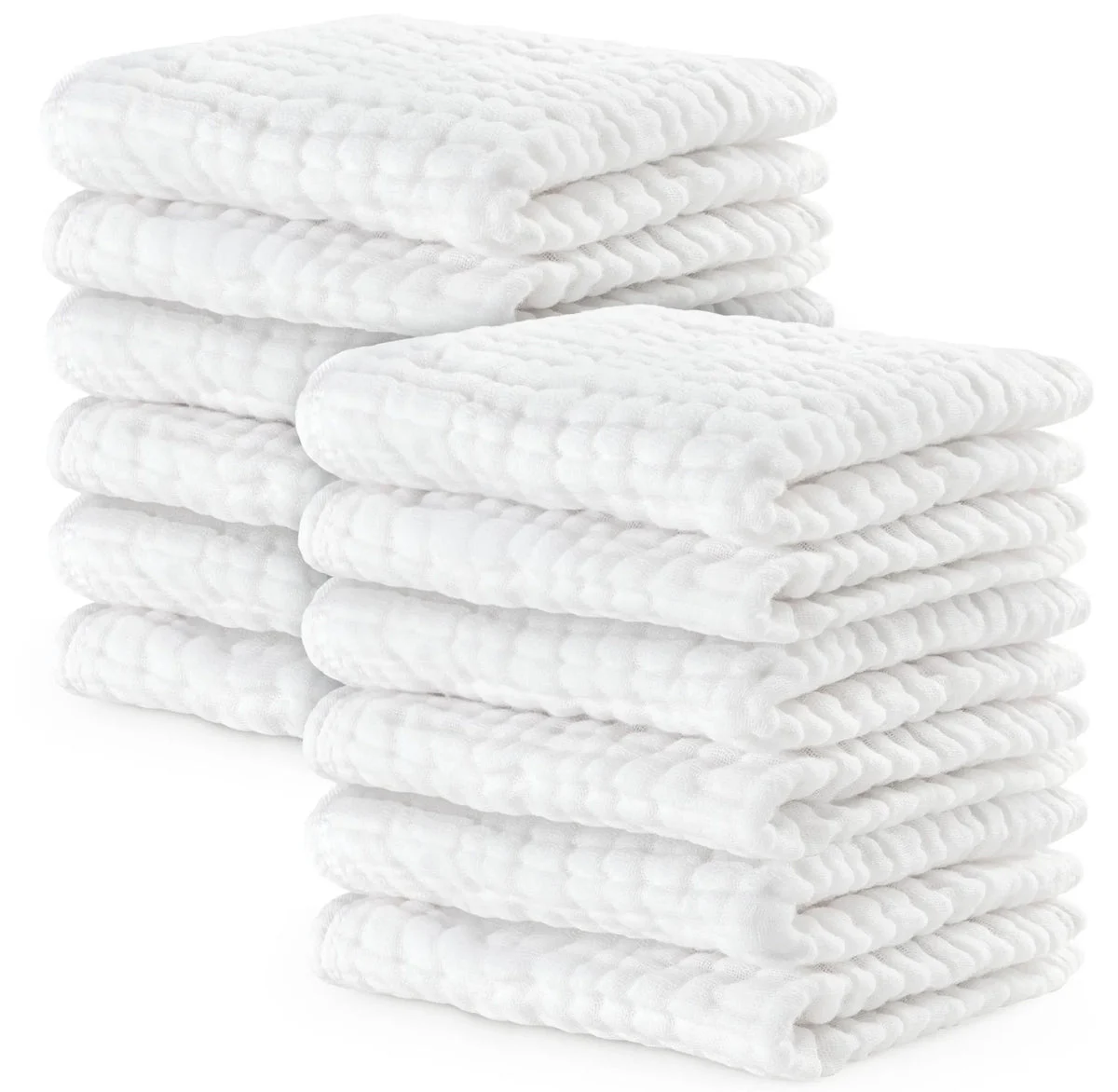 Comfy Cubs Muslin Cotton Baby Washcloths - White - Pack of 10