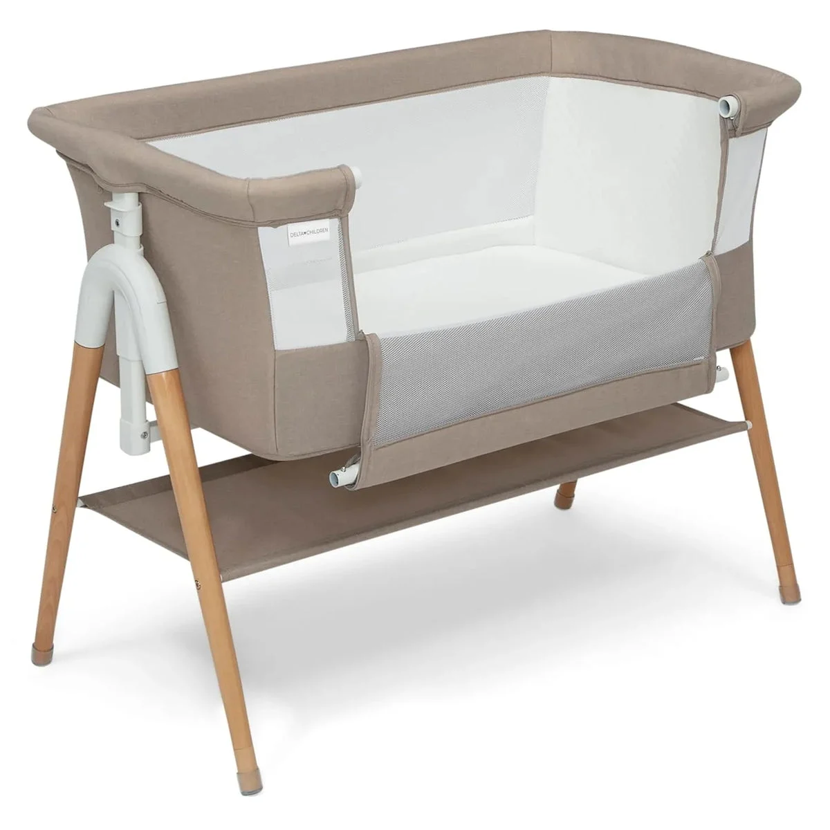 Delta Children Adjustable Height Bedside Bassinet - Tan
