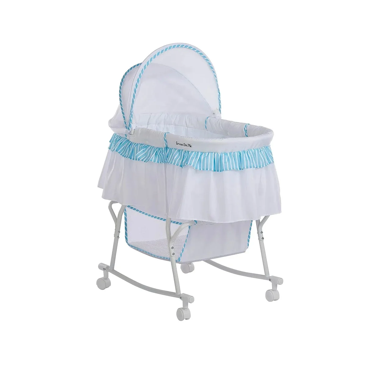 Dream On Me Lacy Portable 2-in-1 Bassinet & Cradle in Blue and White