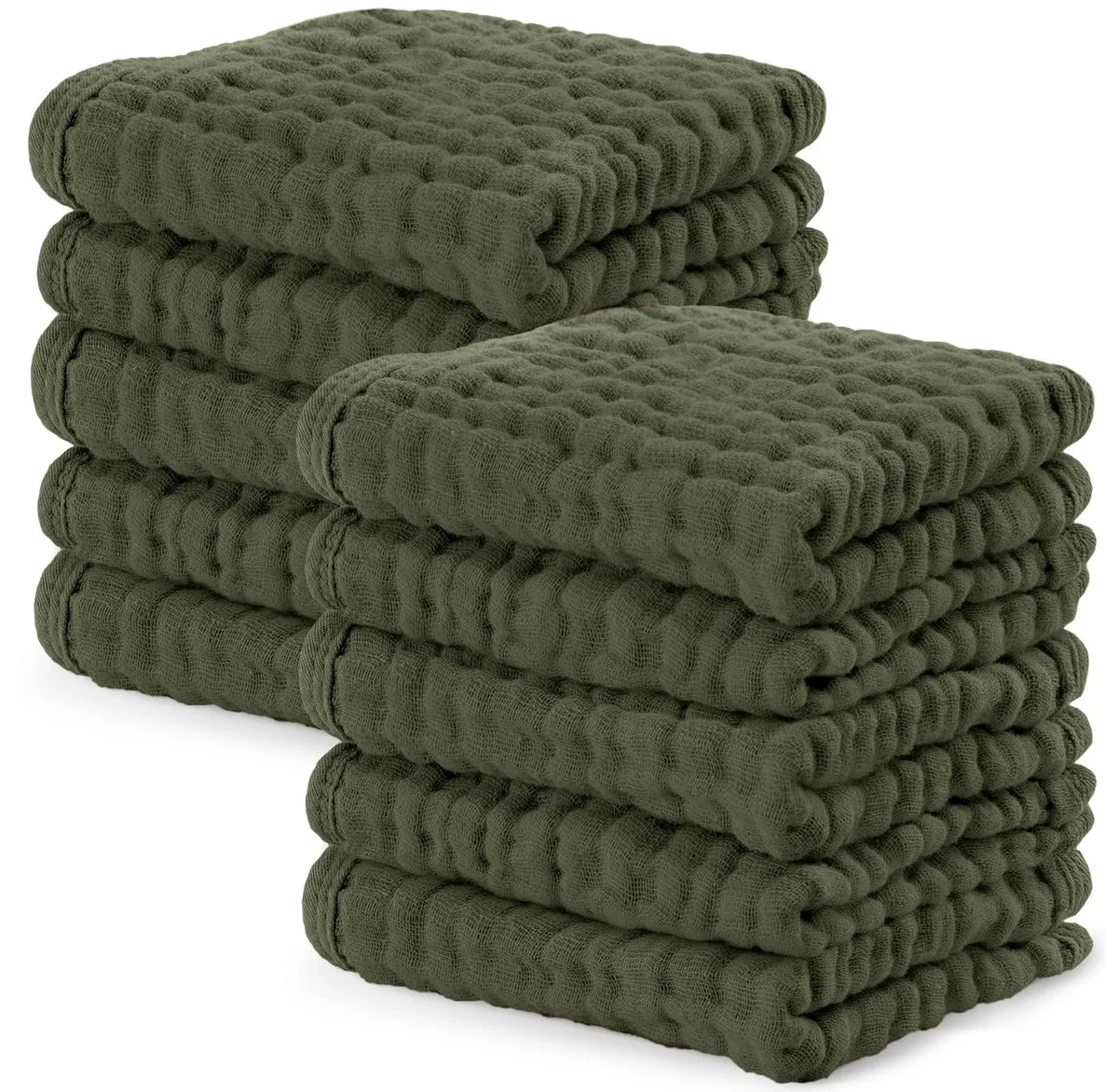 Comfy Cubs Muslin Cotton Baby Washcloths - Pack of 10