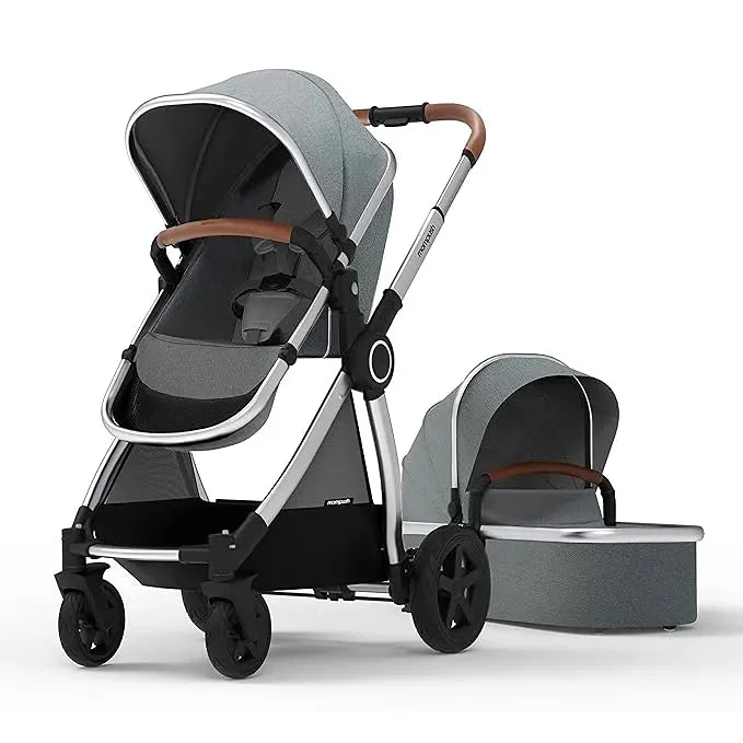 Mompush Ultimate 2 Stroller + Bassinet - Grey / Silver Frame (See Description)