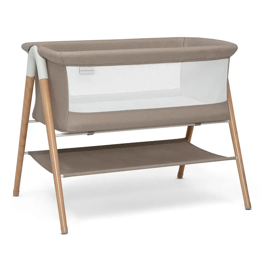 Delta Children Bondi Beechwood Bassinet with PureAir Breathable Mesh Sheet