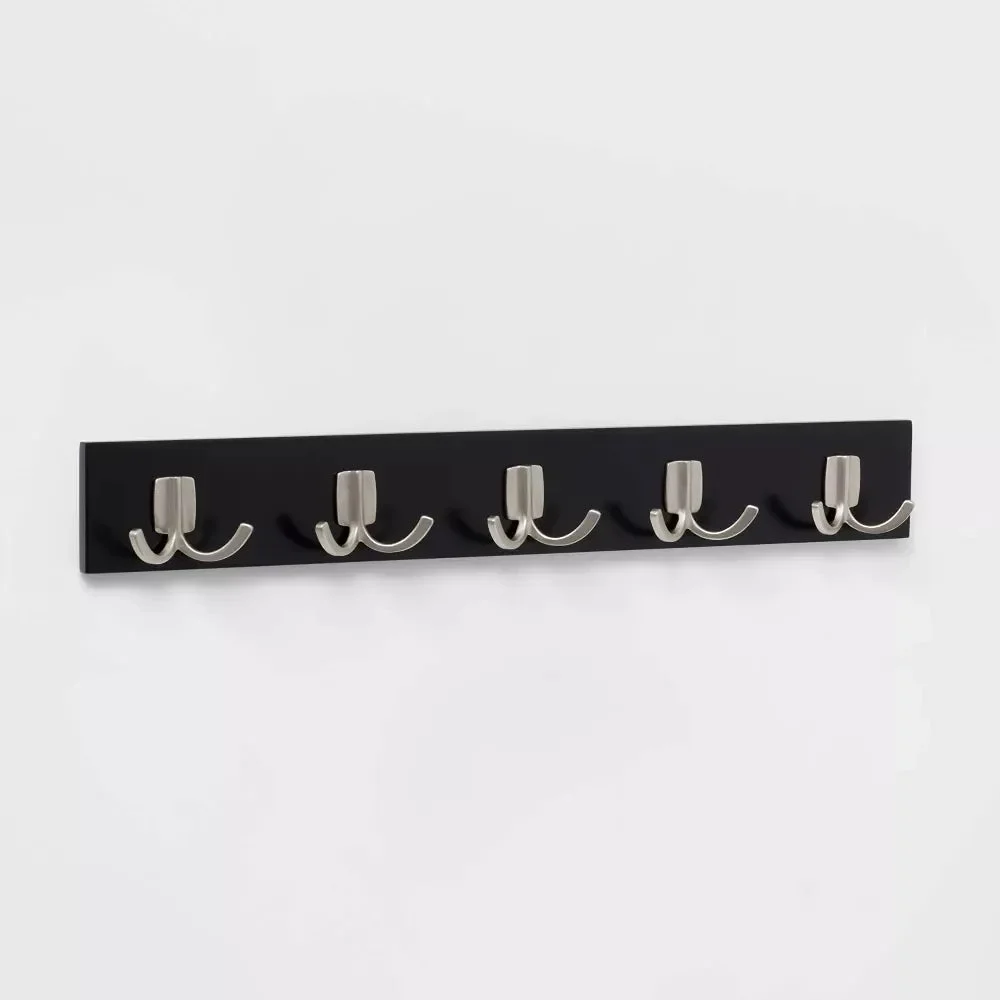 Brightroom Modern Octopus 5 Rail Nickel Hooks - Black