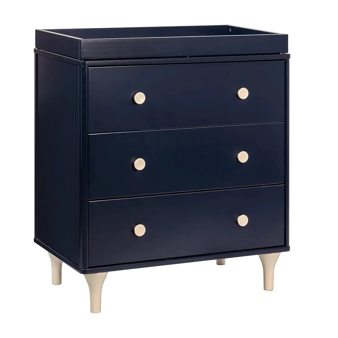 Babyletto Lolly 3-Drawer Changer Dresser w/Removable Changing Tray - Navy/Washed Natural