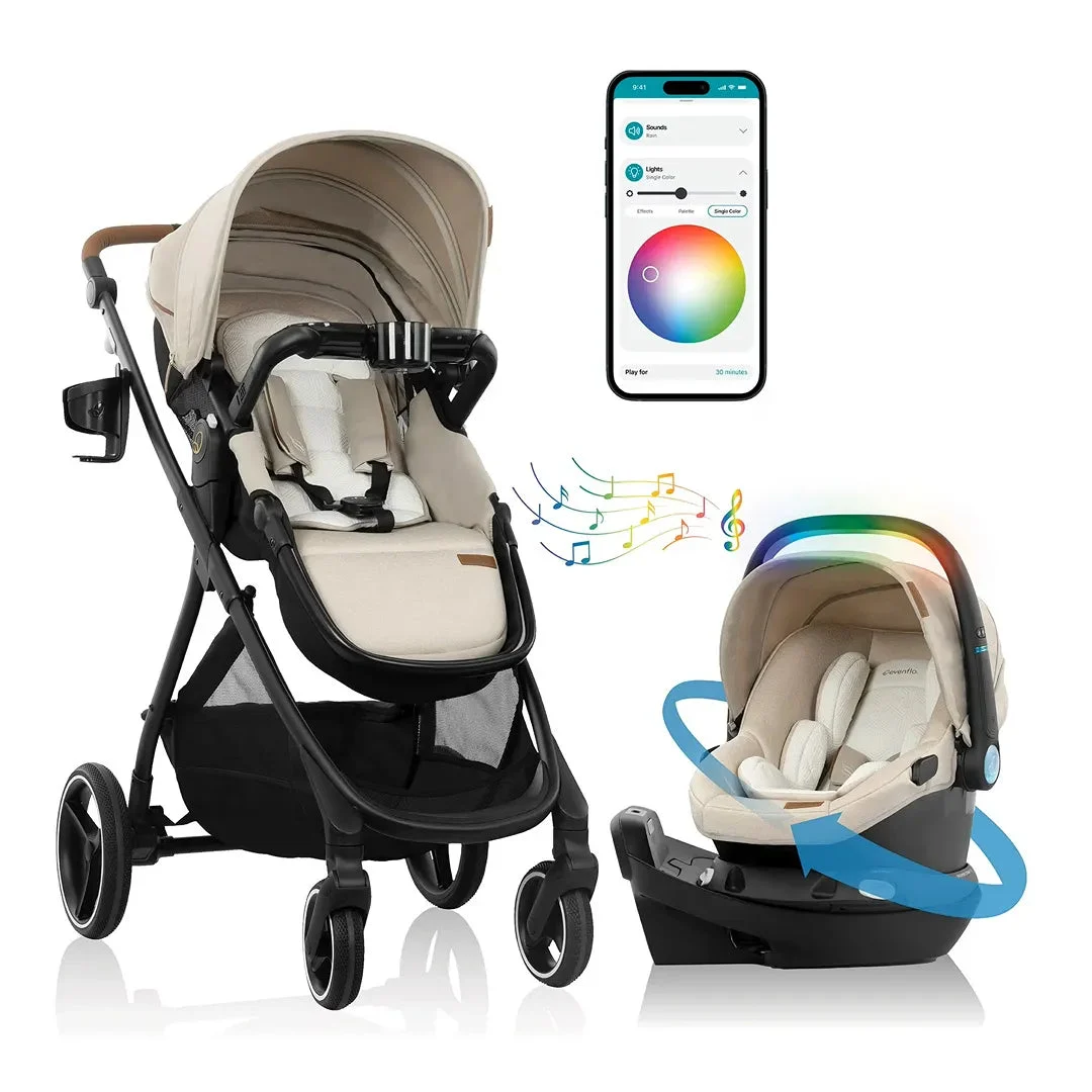 Evenflo Shyft Intuiti+ Travel System With Revolve180 LiteMax NXT - Champagne
