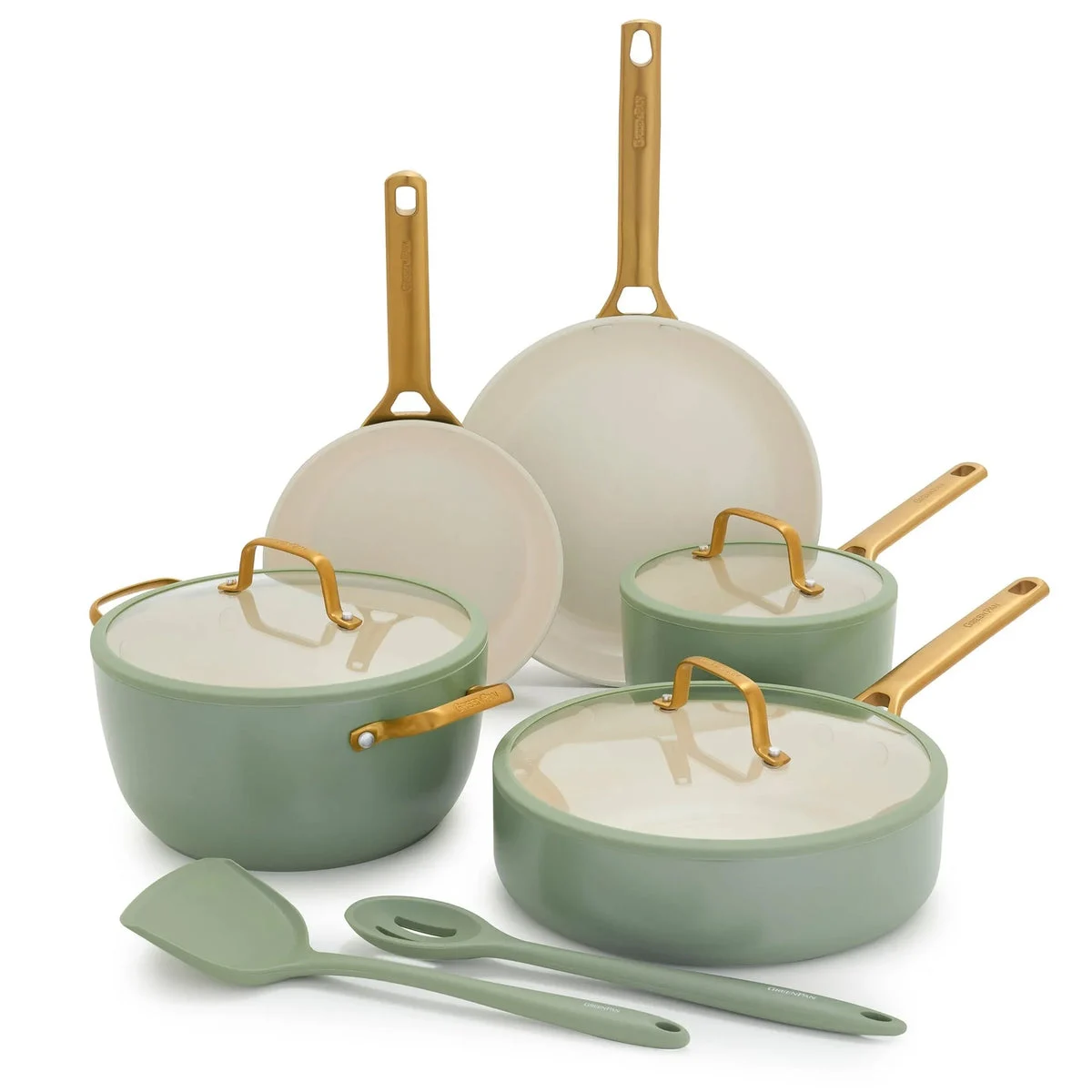 GreenPan Ceramic Nonstick 10-Piece Cookware Set - Sage