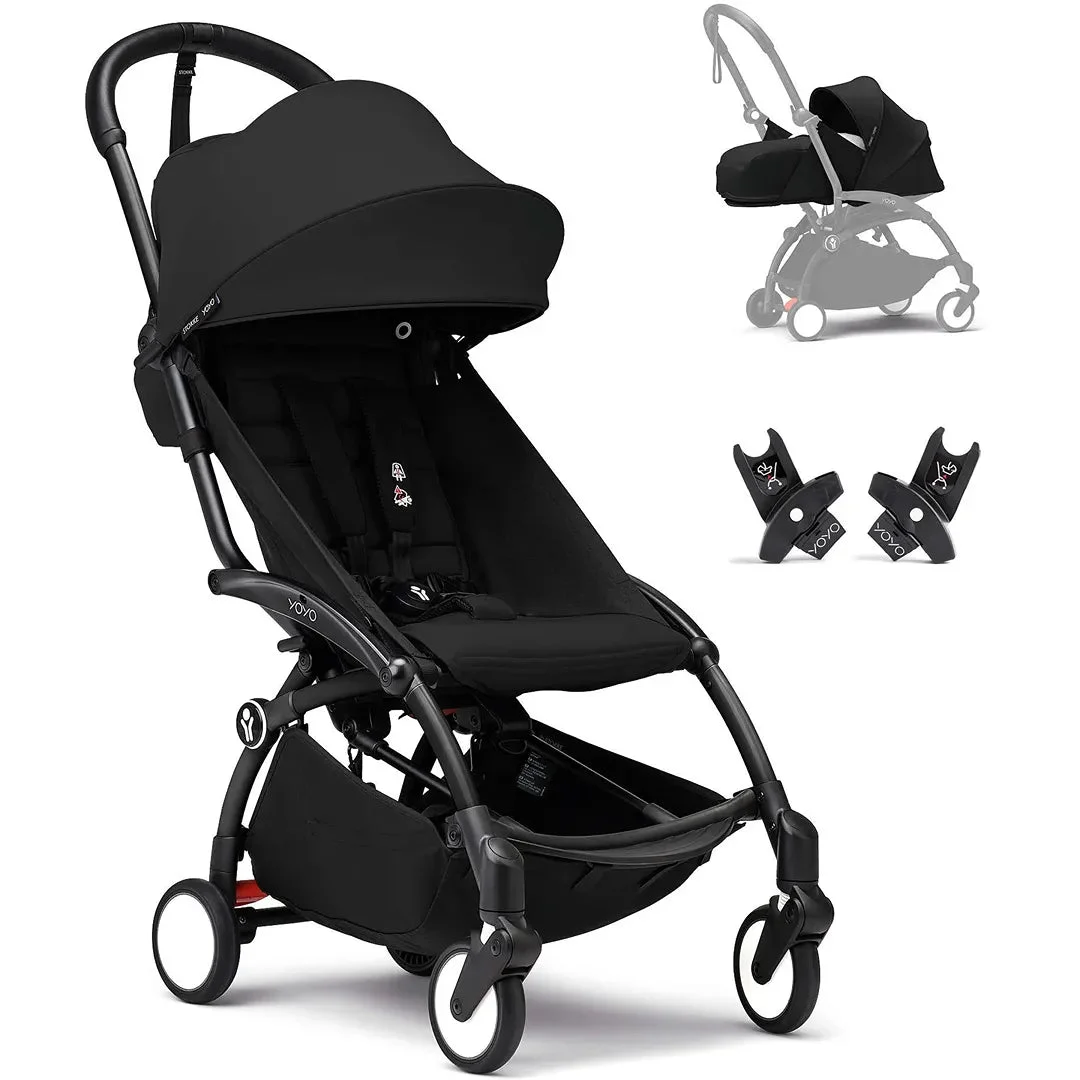 Stokke YOYO3 Lightweight Stroller Bundle From Newborn - Black