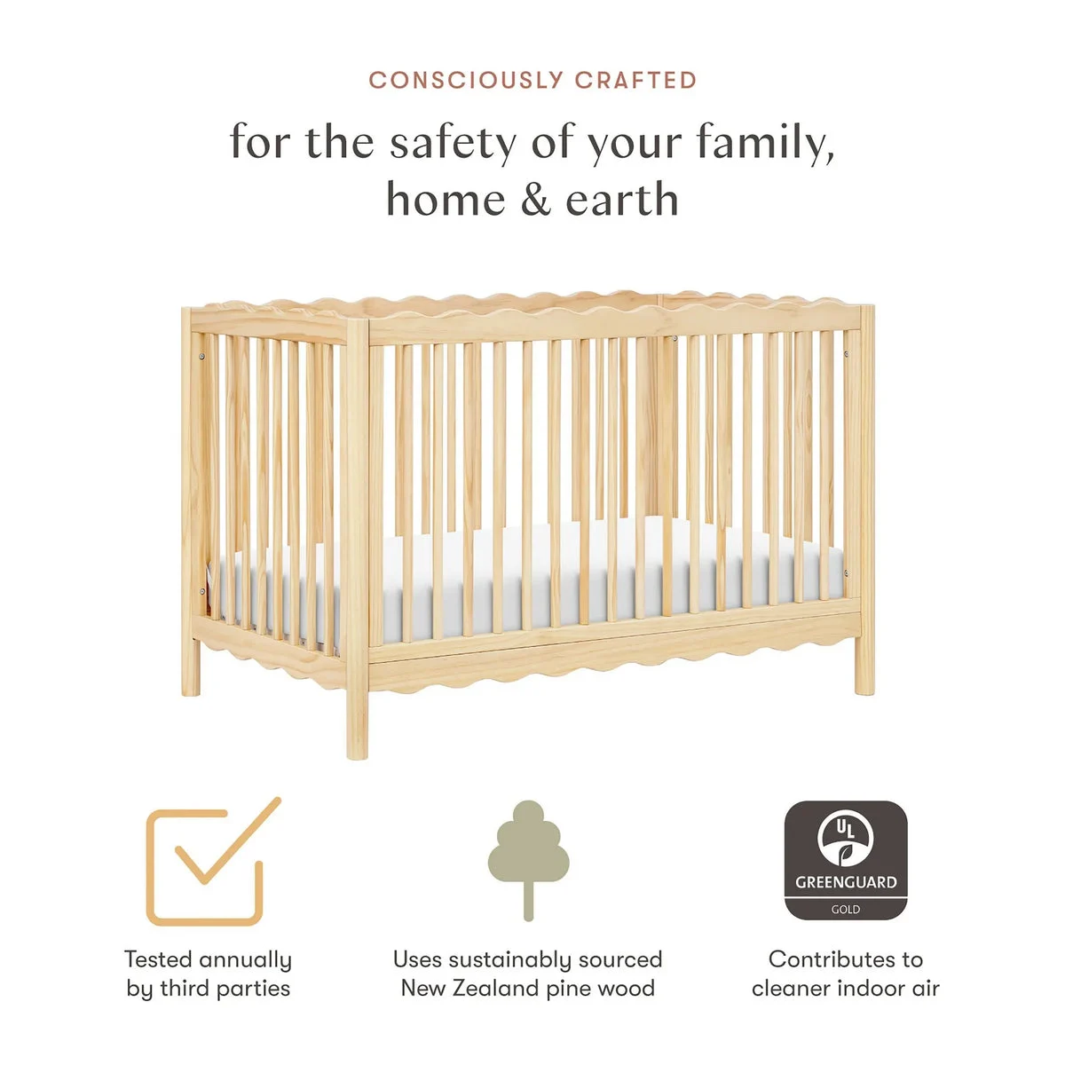 Babyletto Swell 4-in-1 Convertible Crib with Toddler Conversion Kit - Blonde