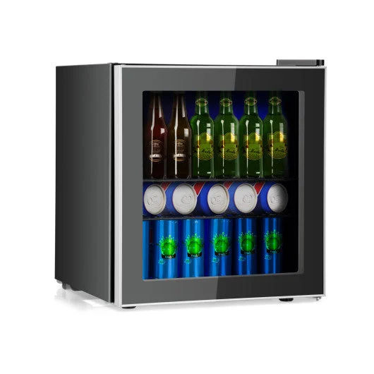 COSTWAY 60 Can Beverage Mini Refrigerator With Glass Door