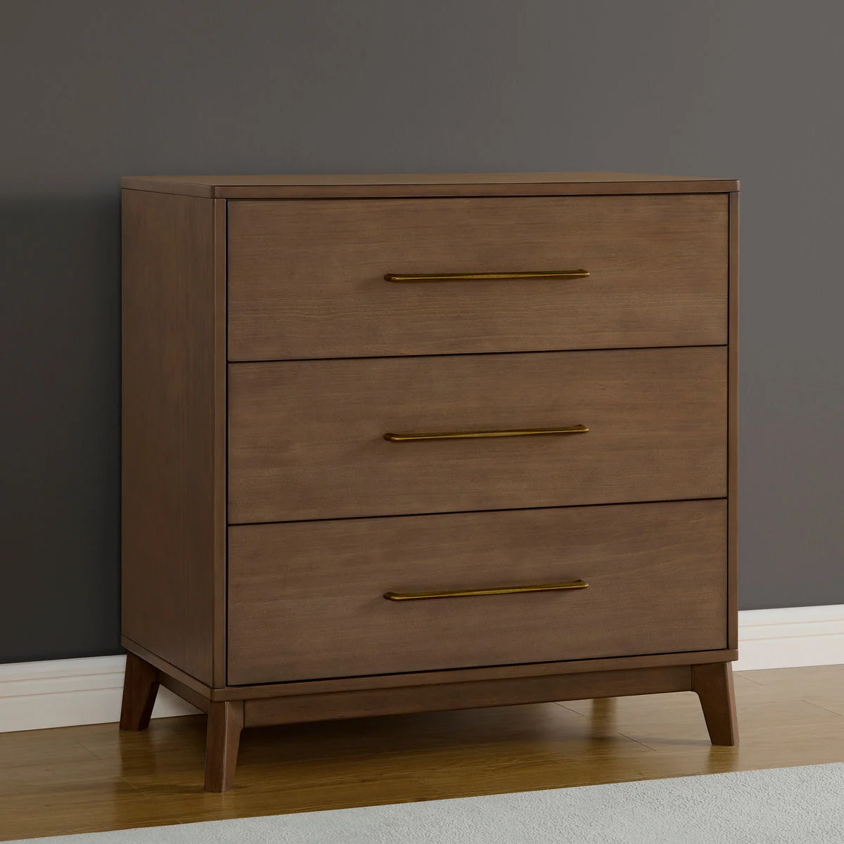 DELTA CHILDREN Spencer 3 Drawer Dresser With Changing Top and Interlocking Drawers - Teak Brown