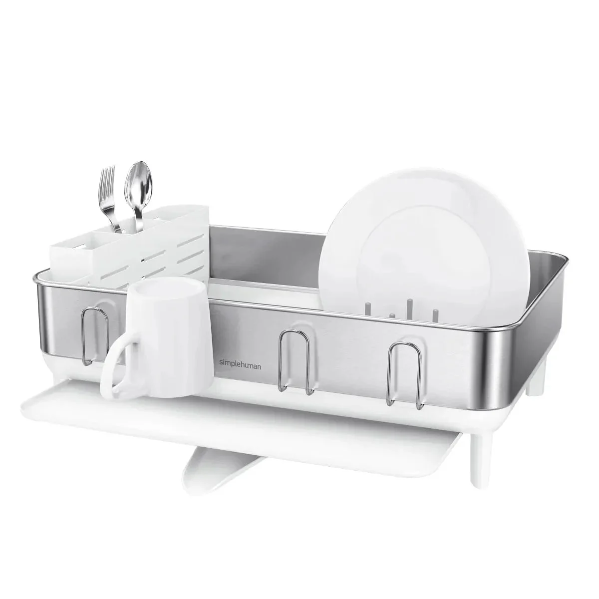 Simplehuman Steel Frame Dish Rack - White and Stainless