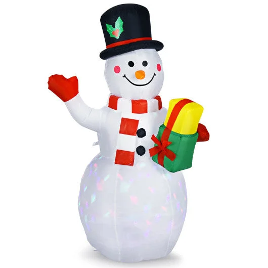 COSTWAY 5 Feet Tall Snowman Inflatable Blow Up Inflatable With Built-in Colorful LED Lights