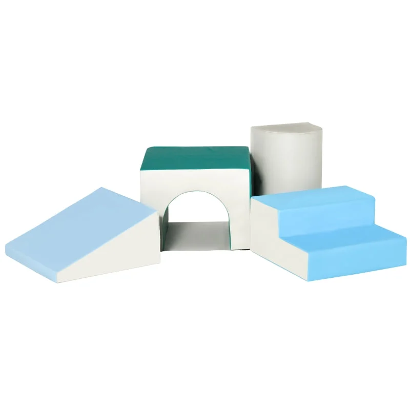 Qaba Foam Play Set for Toddlers and Children, Easy-to-clean 4 Piece Soft & Safe Kids Climbing Set for Crawling or Sliding, Multicolor