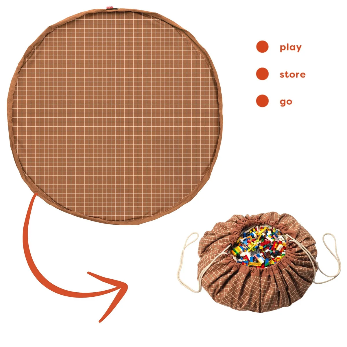 PLAY & GO Organic Grid Brown Storage Bag