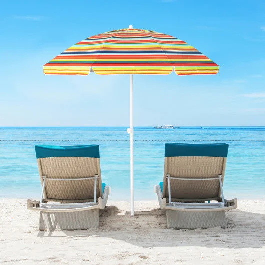 COSTWAY 6.5 Feet Patio Beach Umbrella With Waterproof Polyester Fabric-Orange