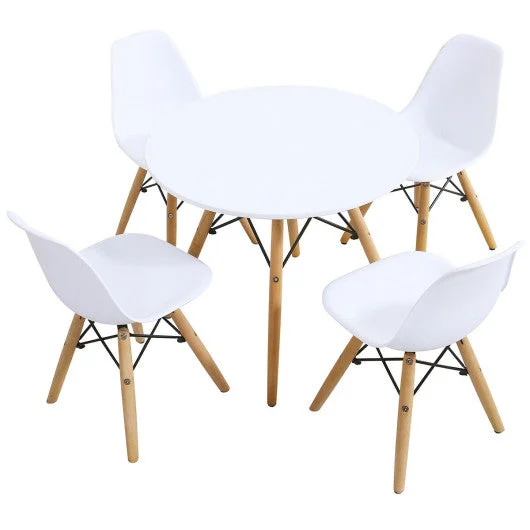 COSTWAY 5 Pieces Kids Mid-Century Modern Table Chairs Set