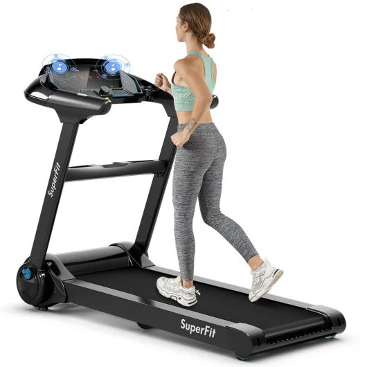 COSTWAY 2.25HP Folding Treadmill With Bluetooth Speaker-Black