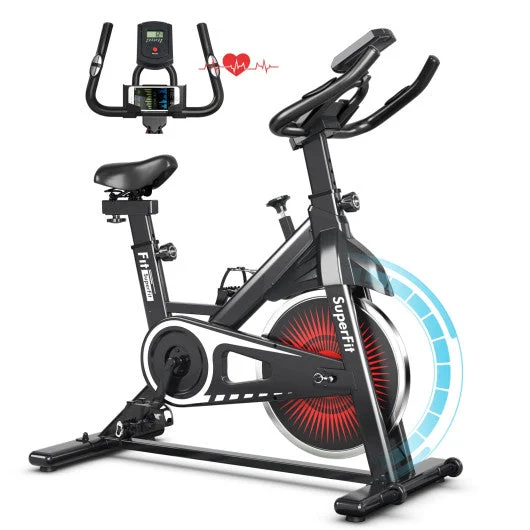 COSTWAY Indoor Silent Belt Drive Adjustable Resistance Cycling Stationary Bike White
