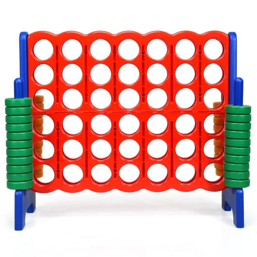 COSTWAY Jumbo 4-to-Score Giant Game Set With 42 Jumbo Rings and Quick-Release Slider-Blue