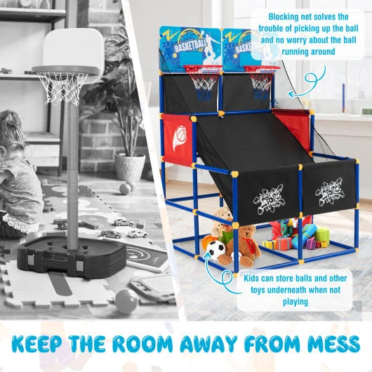 COSTWAY Kids Arcade Basketball Game Set With 4 Basketballs and Ball Pump