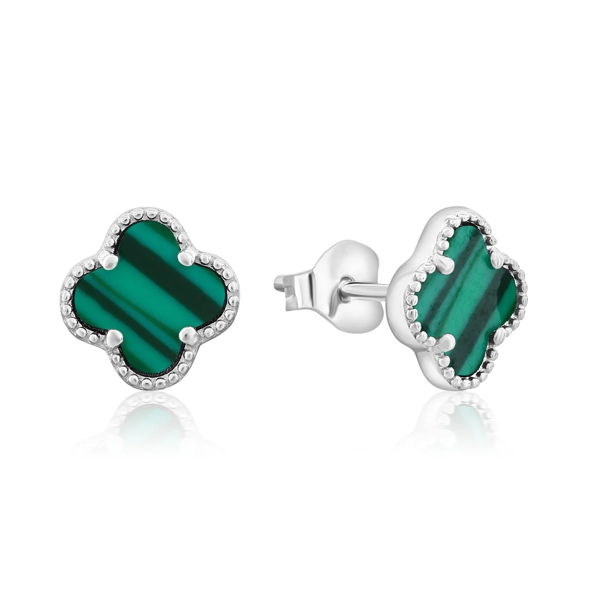 Donatello Gian Clover Studs - Solid 925 Sterling Silver - Green