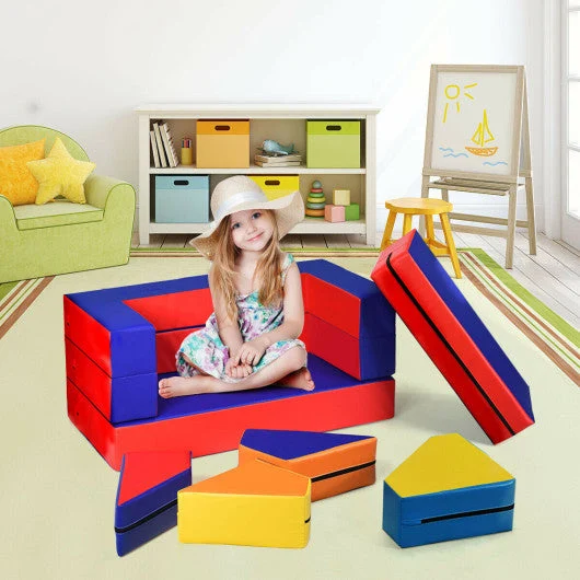COSTWAY 8 Pieces 4-in-1 Crawl Climb Foam Shapes Toddler Kids Playset