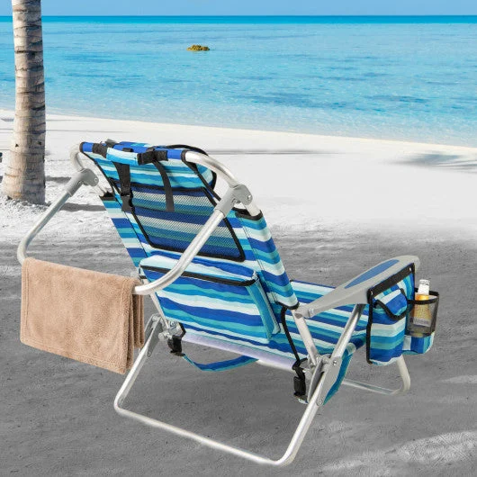 COSTWAY Set of 1 Folding Beach Chair for Adults With 4-Position Adjustable Backrest