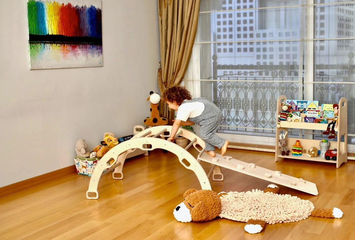 Climbing Arch and Rockers Climbing Arch With Rockwall Ramp and Star Pillow Set | Montessori Toys Set
