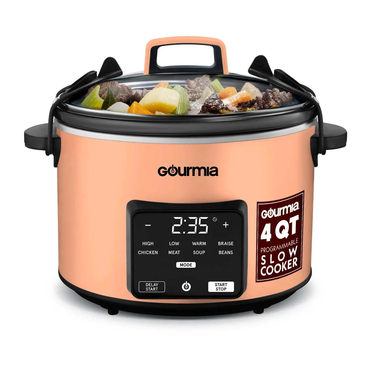 Gourmia 4.5 Quart Programmable Slow Cooker - Peach