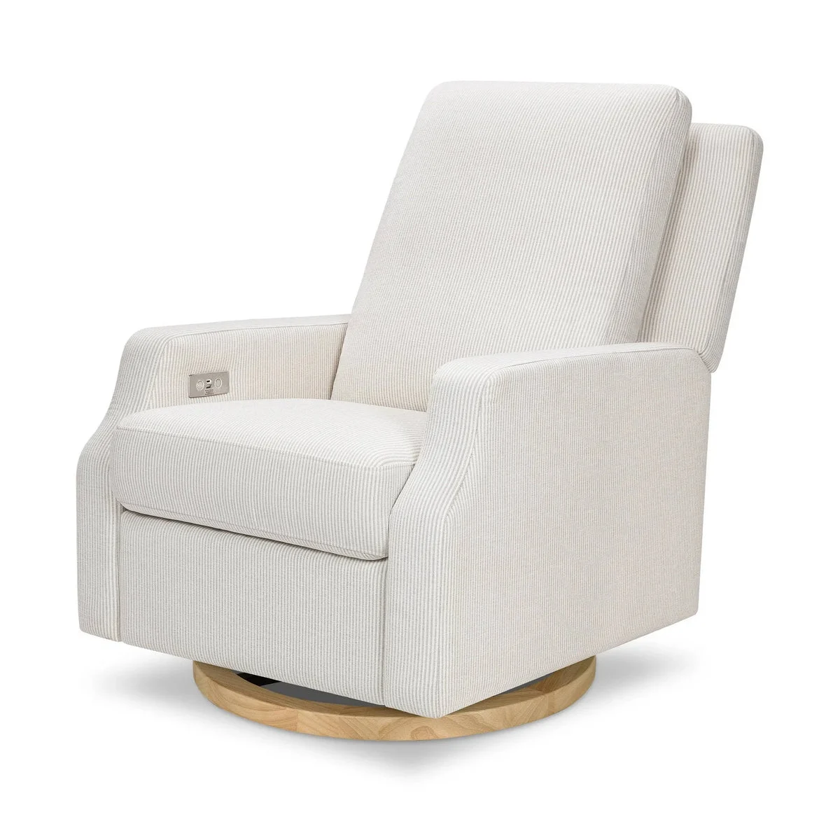 Namesake Crewe Electronic Swivel Glider Recliner in Fog Chatham Stripe