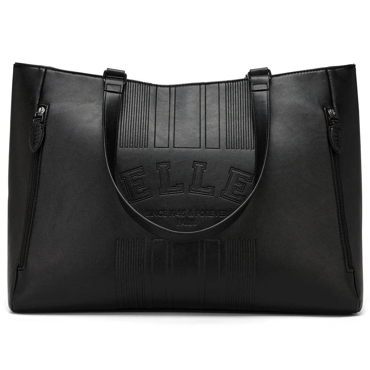 Elle Vegan Leather Weekender Tote Bag - Black