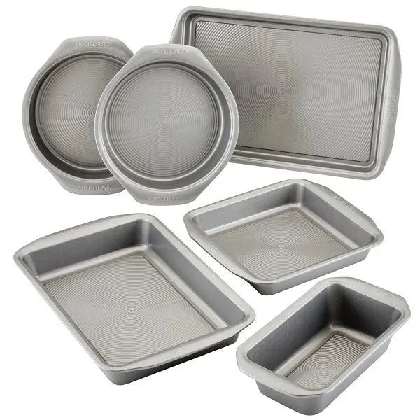 Circulon Bakeware Nonstick Cookie Sheet and Cake Pan Set, 6-Pieces - Gray
