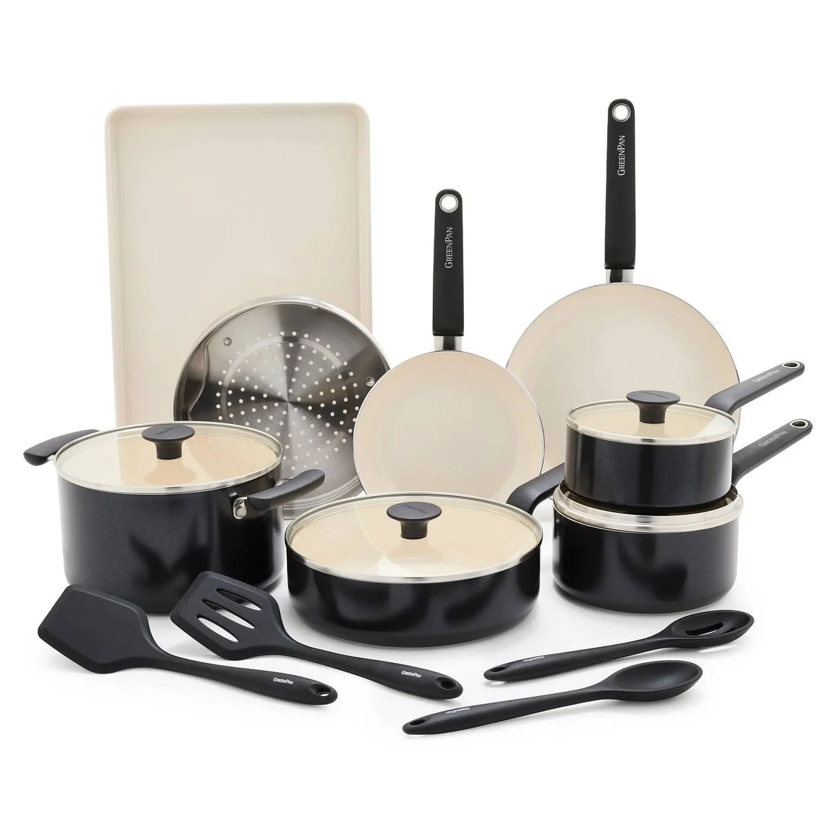 GreenPan Rio Advanced 16pc Ceramic Nonstick Cookware Set - Black