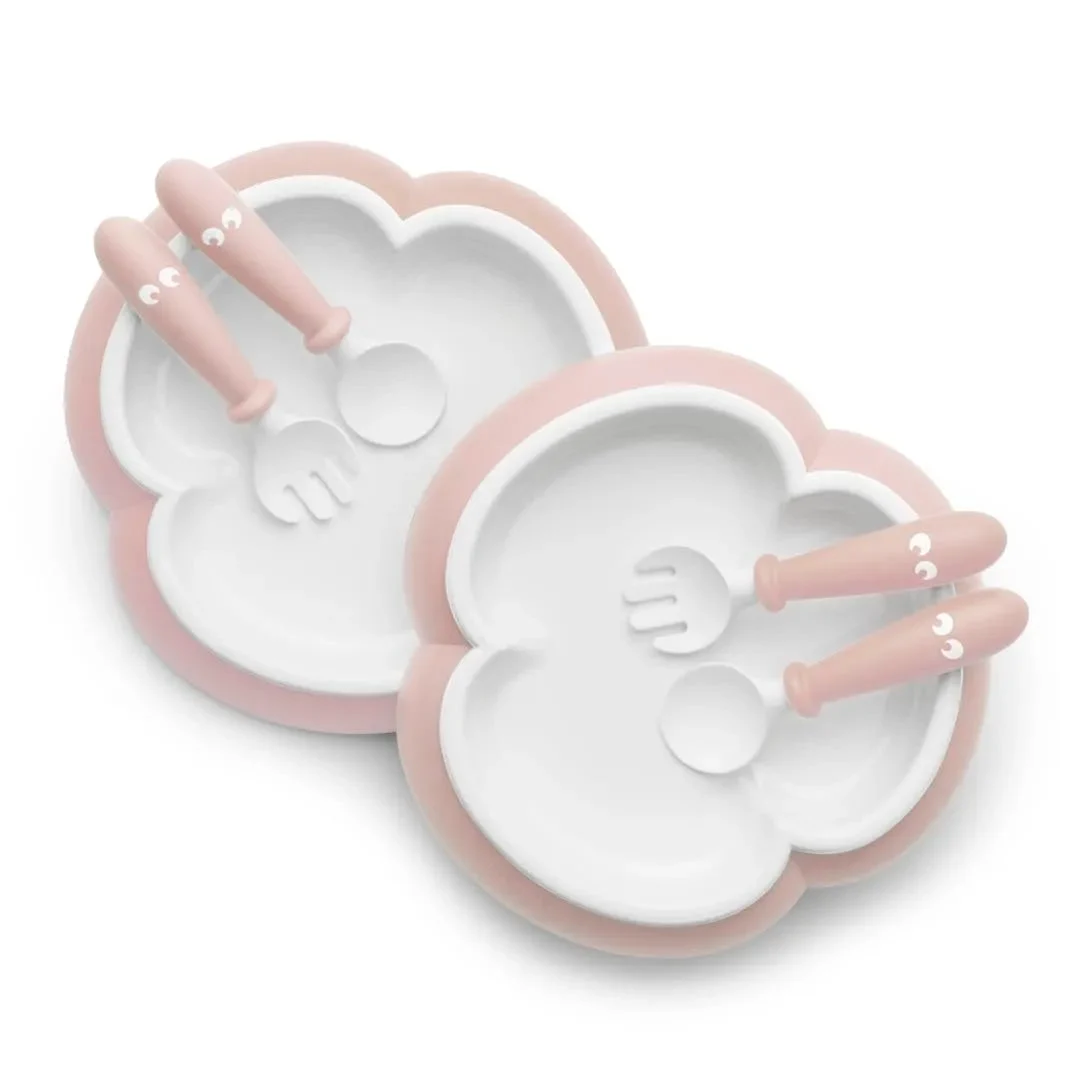 BabyBjörn Baby Plate, Spoon and Fork Sets - Powder Pink